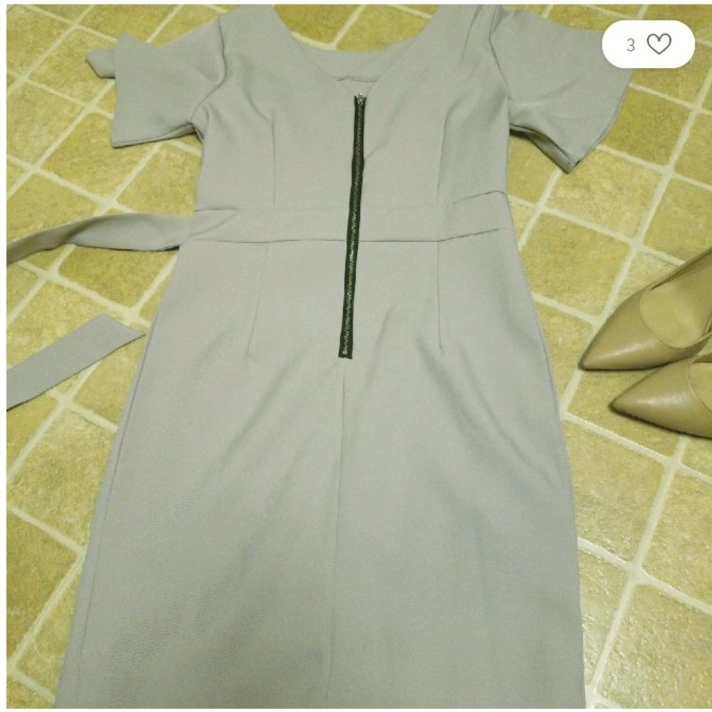 light grey 'wrap' dress w back zip